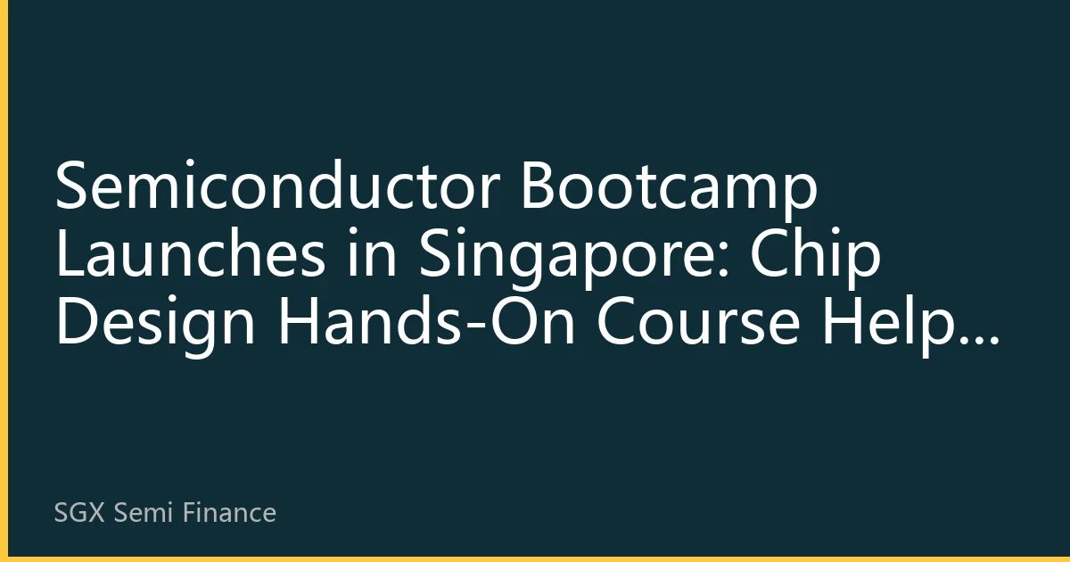 Semiconductor Bootcamp Launches in Singapore: Chip Design Hands-On Course Helps Engineers Bridge the Theory Gap