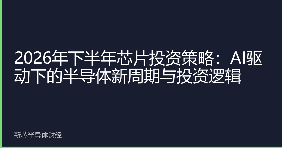 2026年下半年芯片投资策略：AI驱动下的半导体新周期与投资逻辑