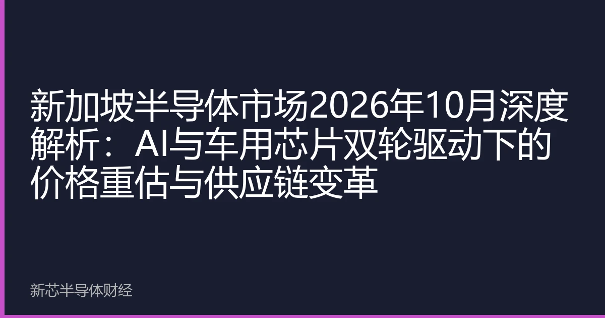新加坡半导体市场2026年10月深度解析：AI与车用芯片双轮驱动下的价格重估与供应链变革