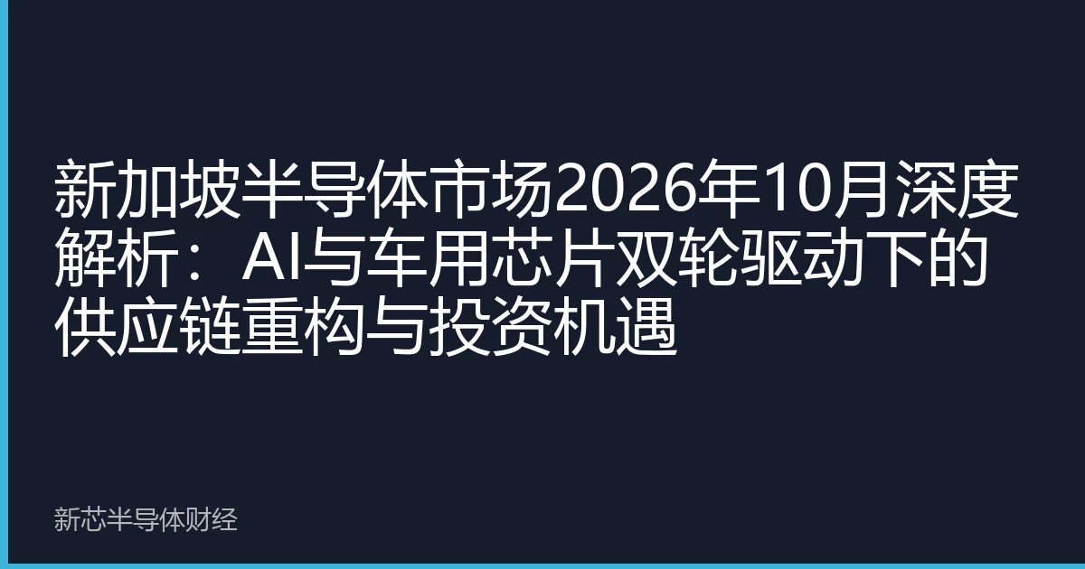 新加坡半导体市场2026年10月深度解析：AI与车用芯片双轮驱动下的供应链重构与投资机遇