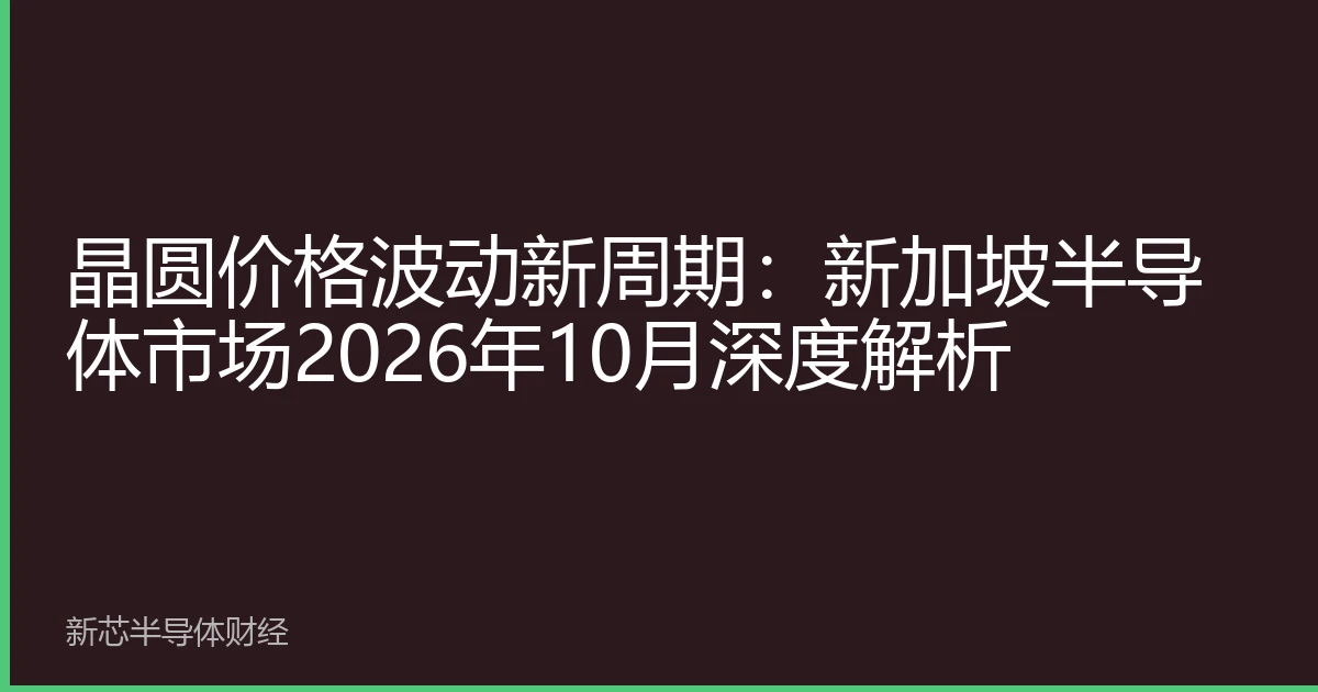 晶圆价格波动新周期：新加坡半导体市场2026年10月深度解析